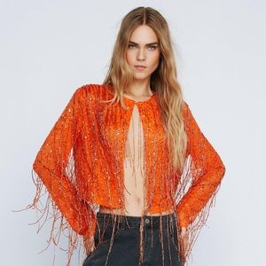 Nasty Gal Tassel Beaded Fringe Embellished Jacket